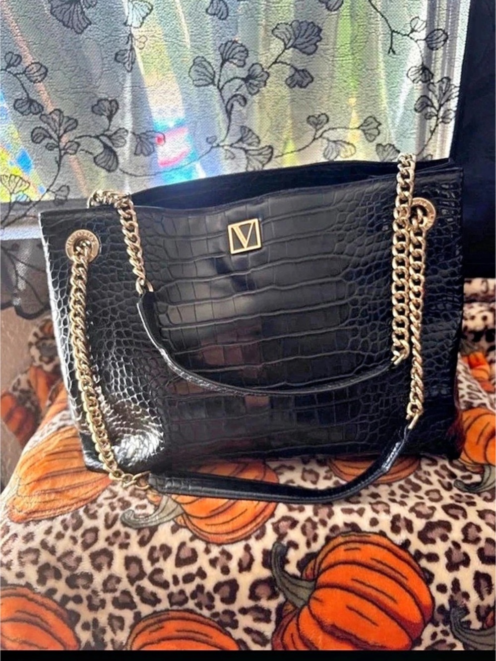 Victoria's Secret The Victoria Shoulder Tote Black Chain Strap Bag